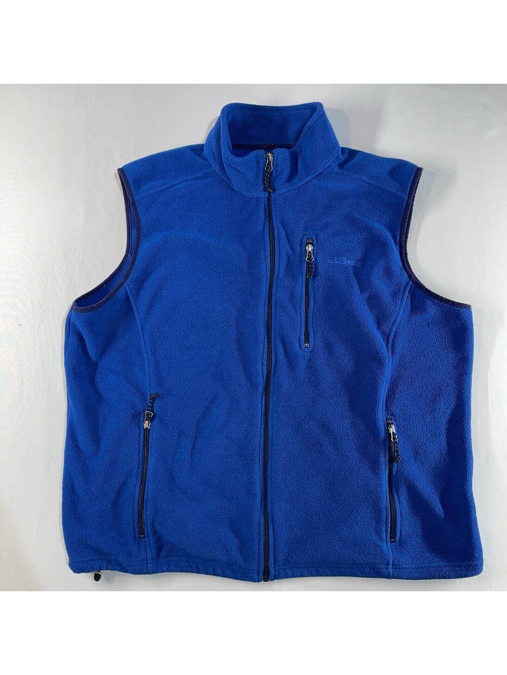 L.L. Bean Fleece Vest Men XXL Blue Polyester Mock Neck Pockets Full Zip Gorpcore